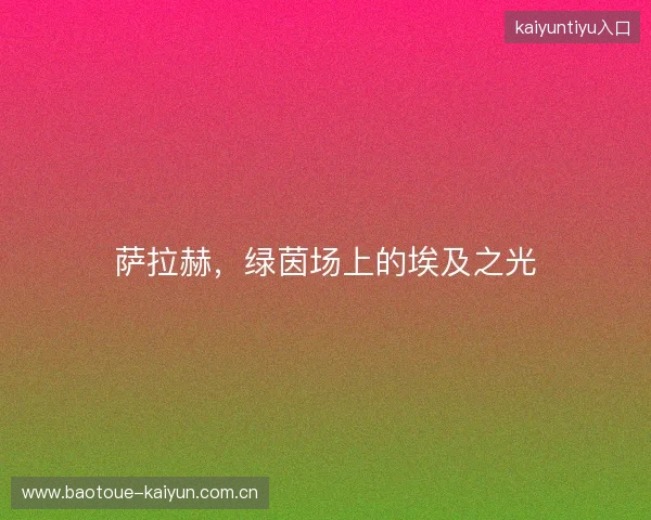 萨拉赫，绿茵场上的埃及之光
